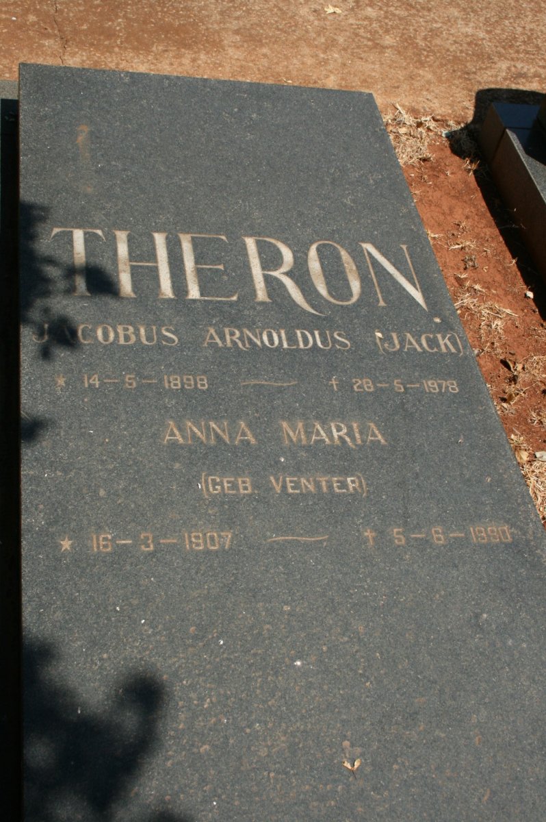 THERON Jacobus Arnoldus 1898-1978 &amp; Anna Maria VENTER 1907-1980