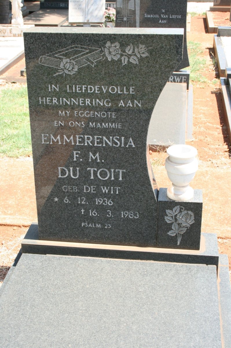 TOIT Emmerensia F.M., du nee DE WIT 1936-1983