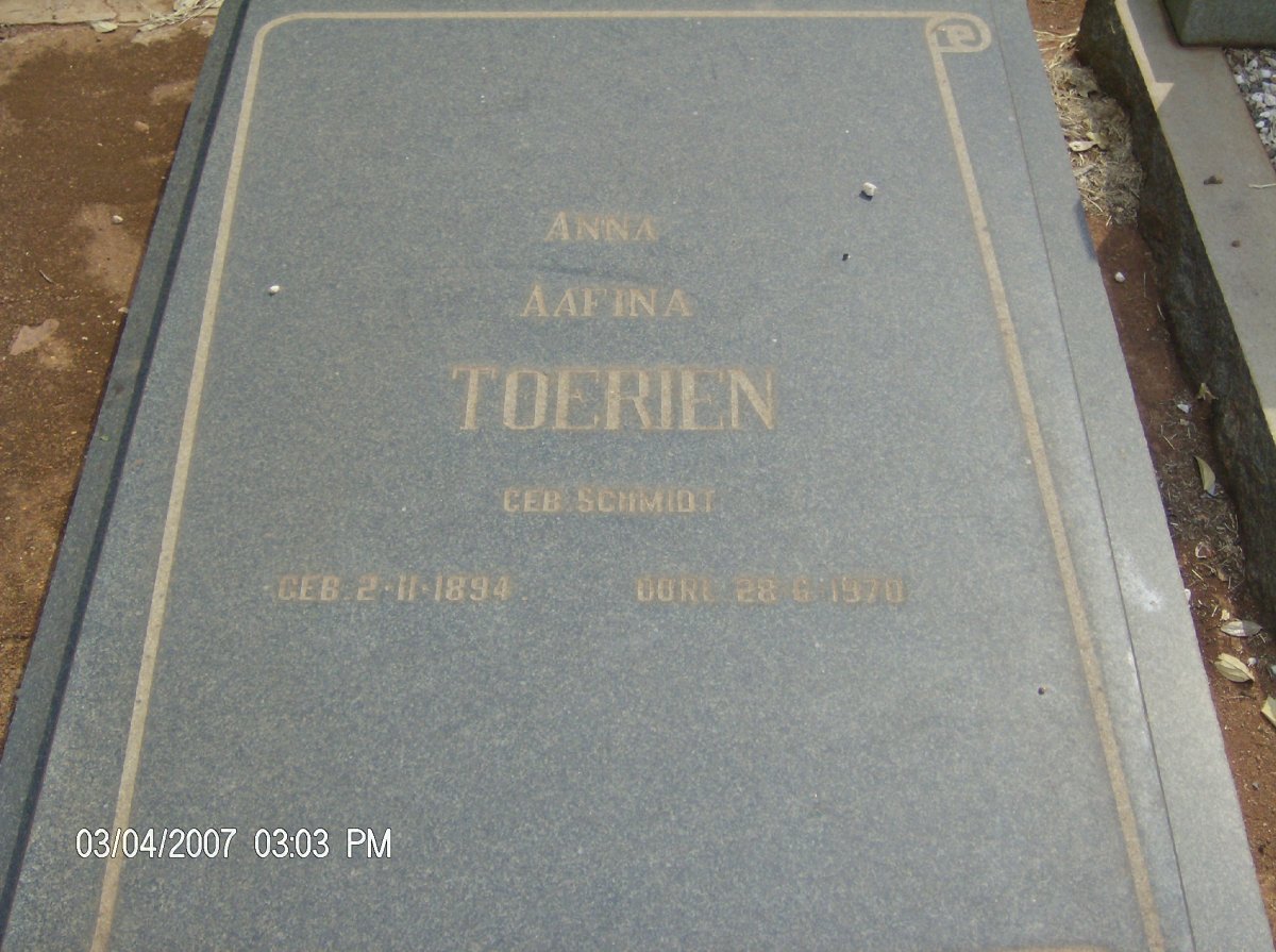 TOERIEN Anna Aafina nee SCHMIDT 1894-1970