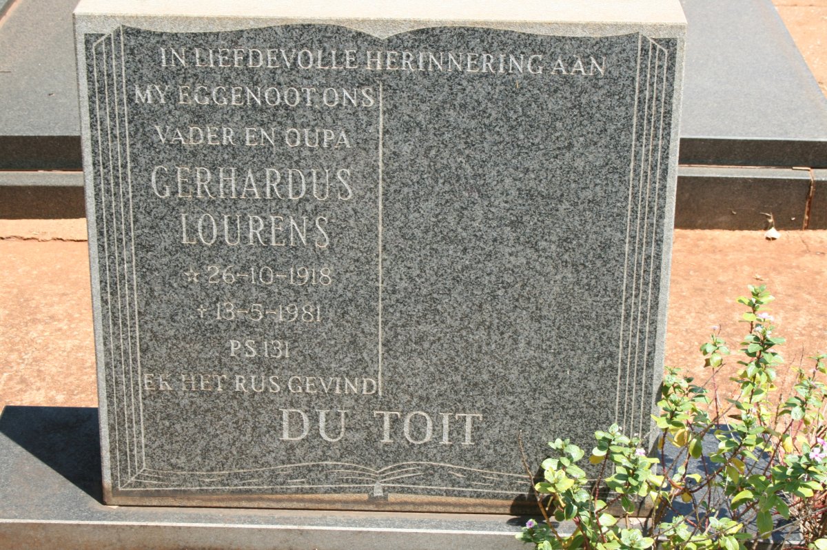 TOIT Gerhardus Lourens, du 1918-1981