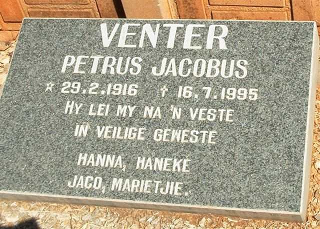 VENTER Petrus Jacobus 1916-1995