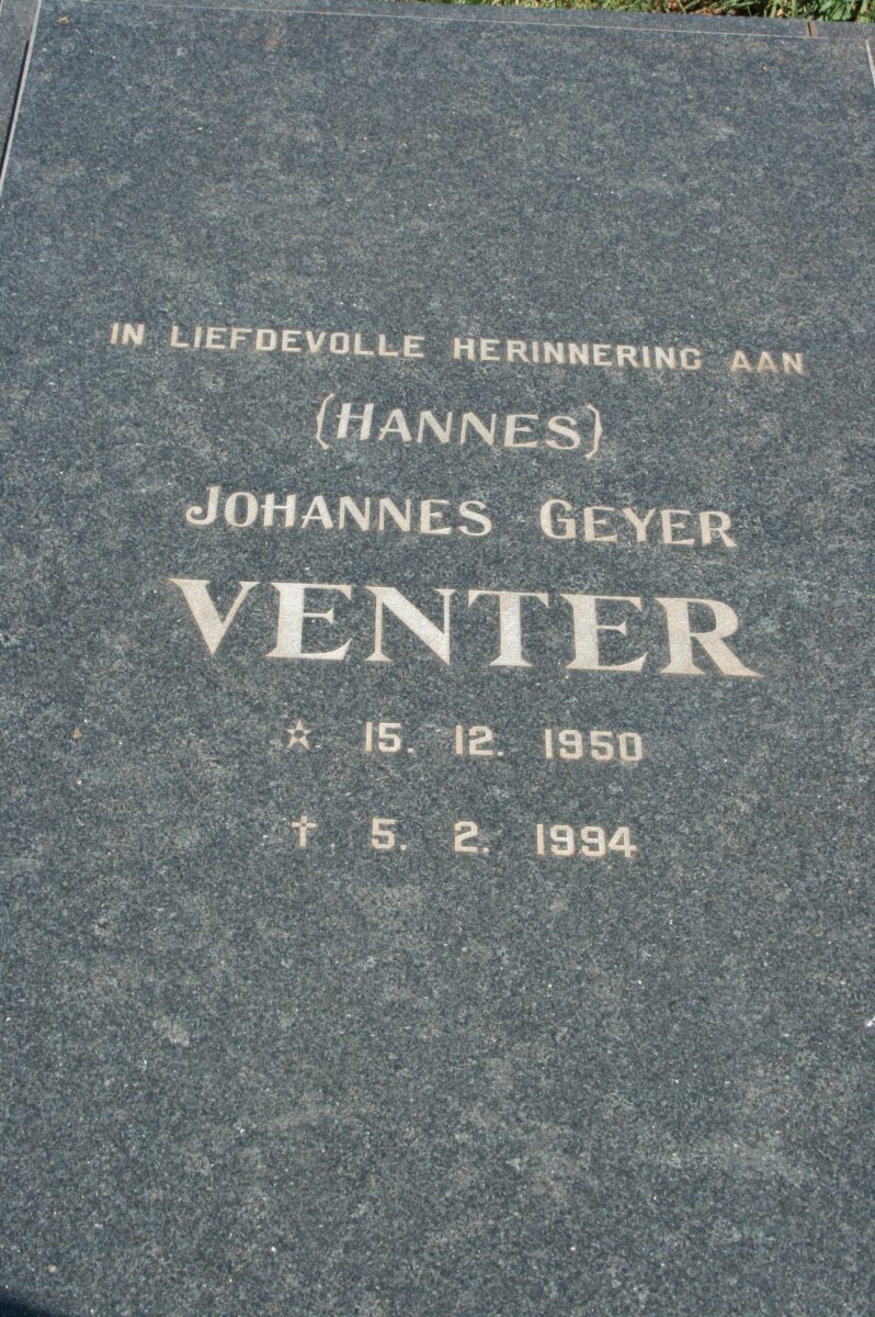 VENTER Johannes Geyer 1950-1994