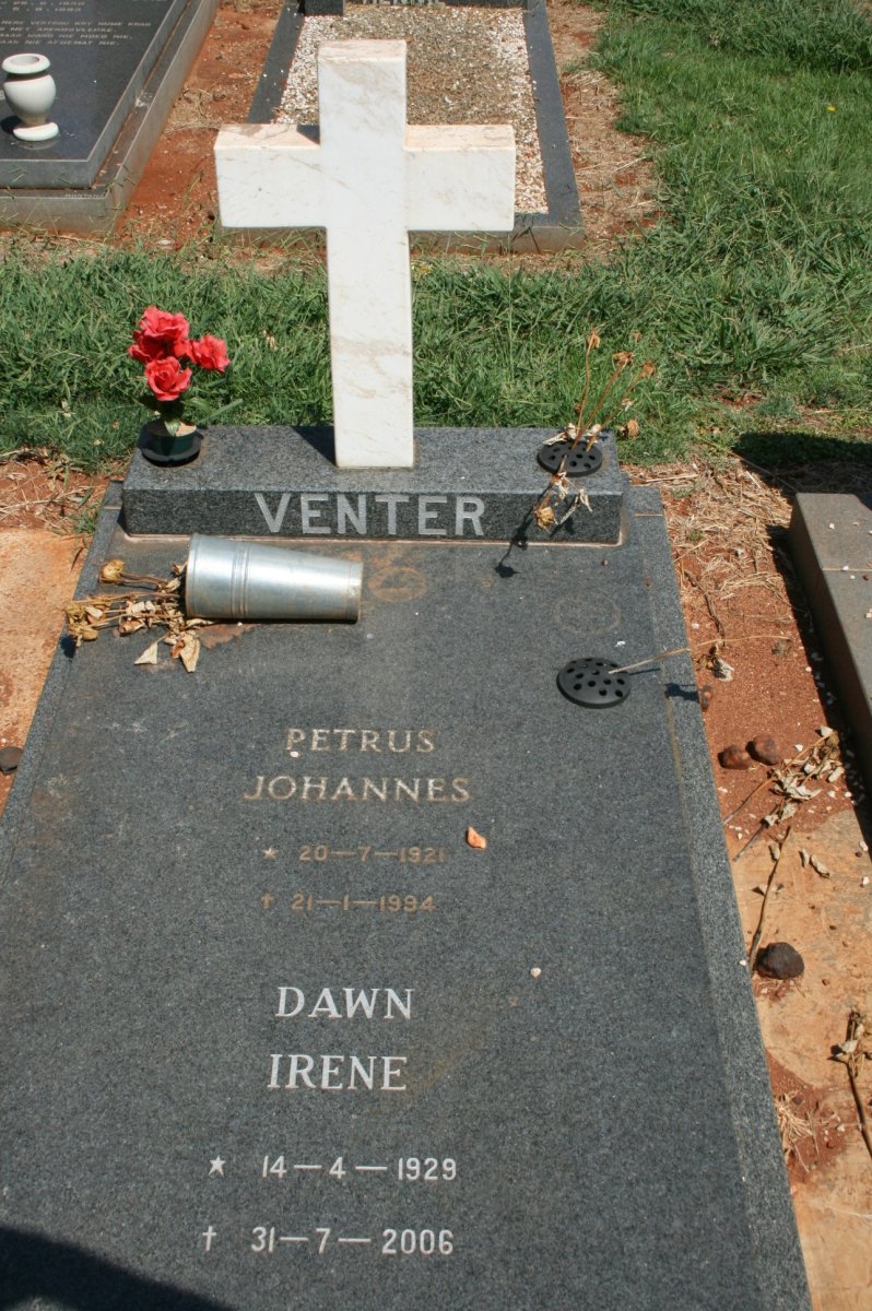 VENTER Petrus Johannes 1921-1994 &amp; Dawn Irene 1929-2006