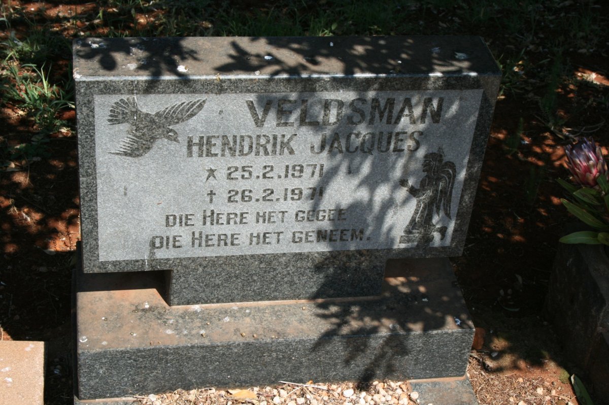 VELDSMAN Hendrik Jacques 1971-1971