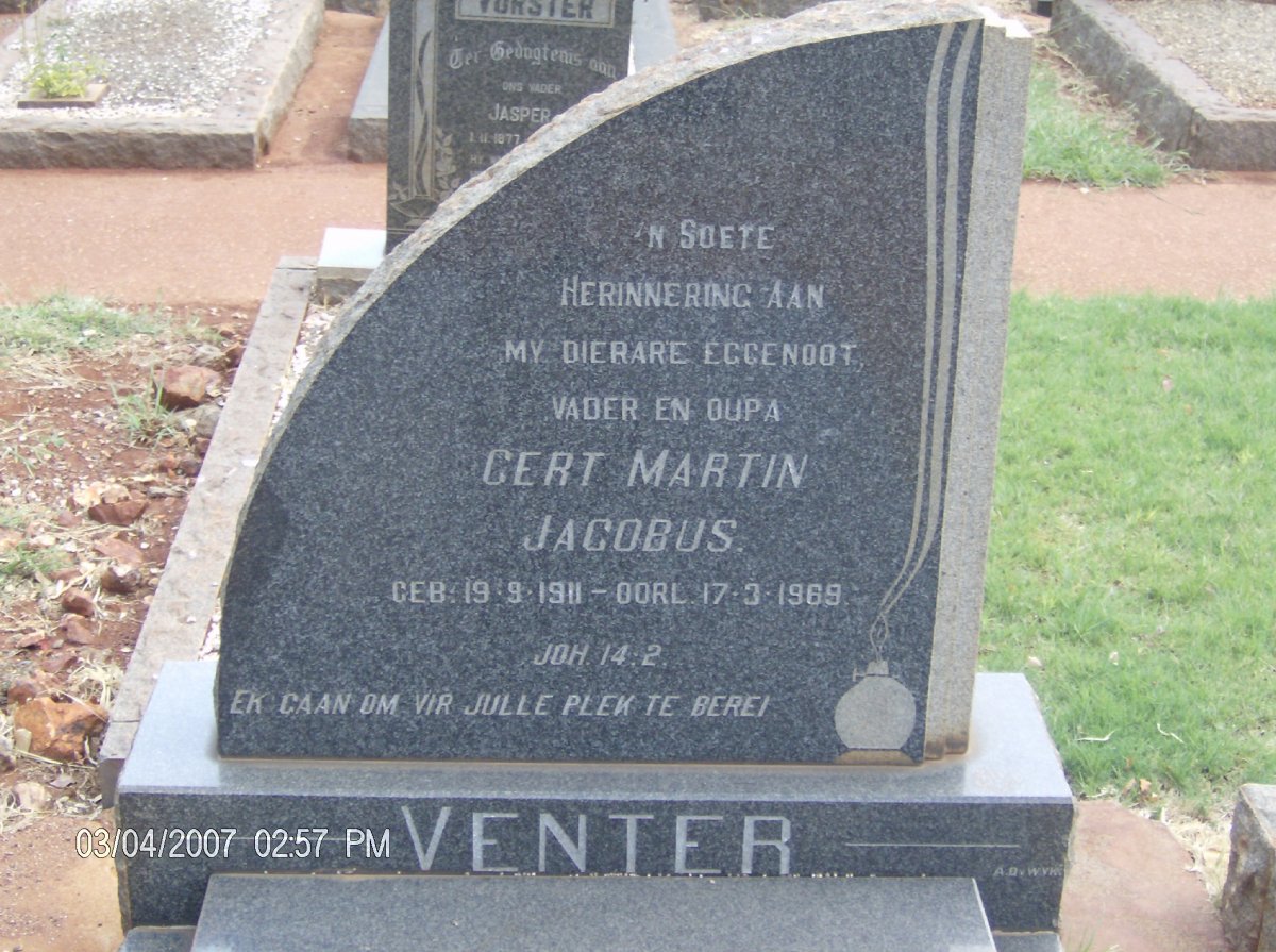 VENTER Gert Martin Jacobus 1911-1969