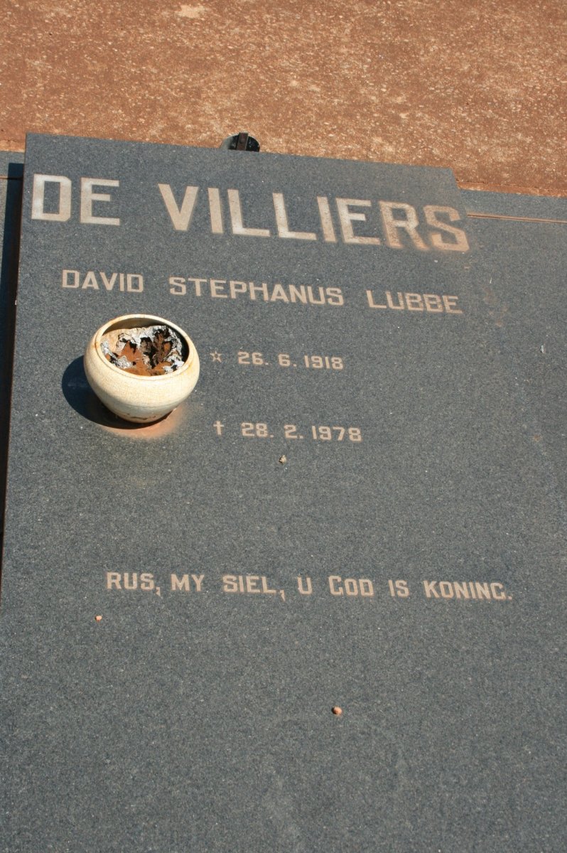 VILLIERS David Stephanus Lubbe, de 1918-1978