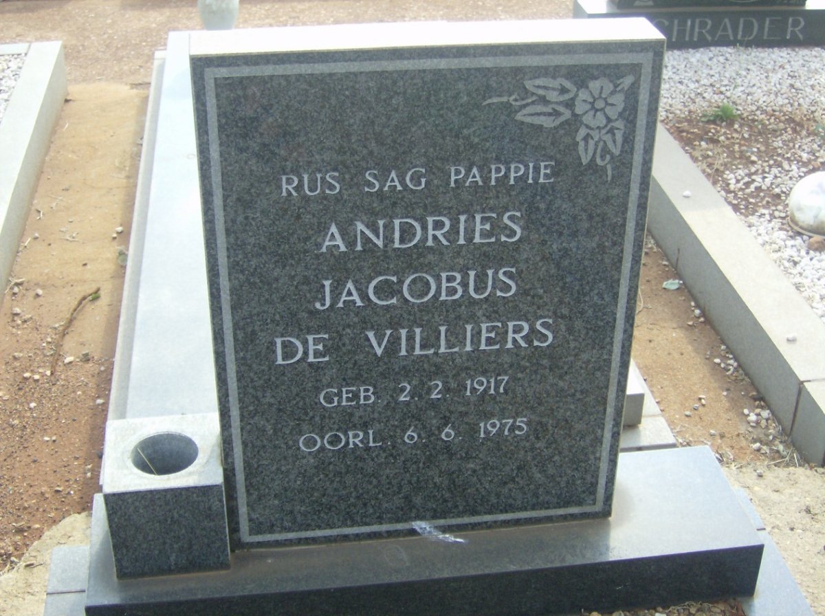 VILLIERS Andries Jacobus, de 1917-1975