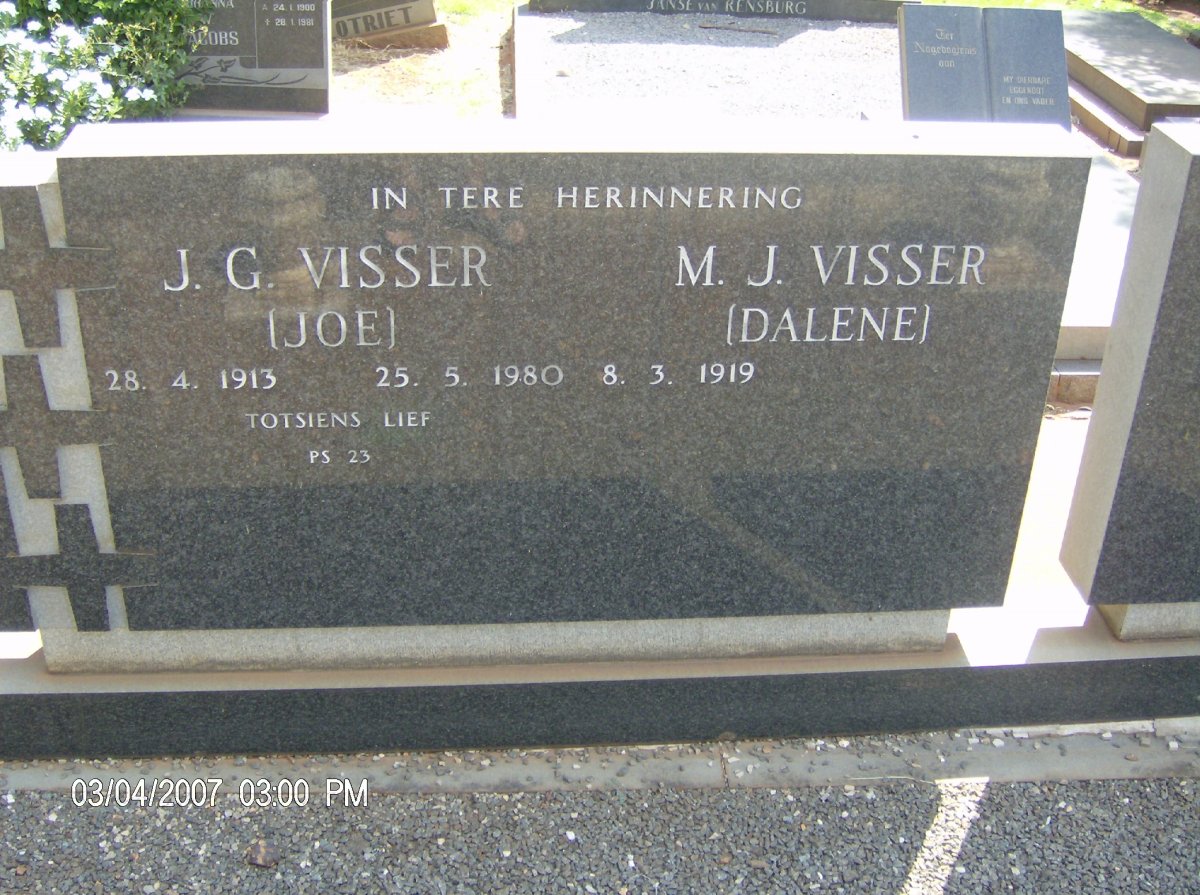 VISSER J.G. 1913-1980 &amp; M.J. 1919-