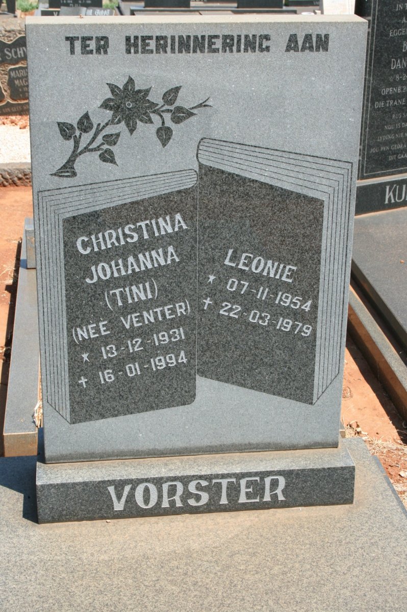 VORSTER Christina Johanna nee VENTER 1931-1994 :: VORSTER Leonie 1954-1979