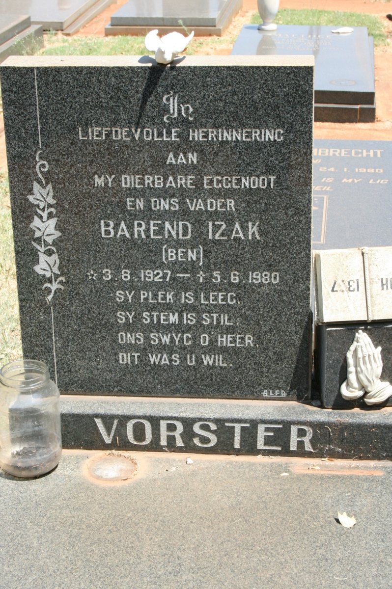 VORSTER Barend Izak 1927-1980