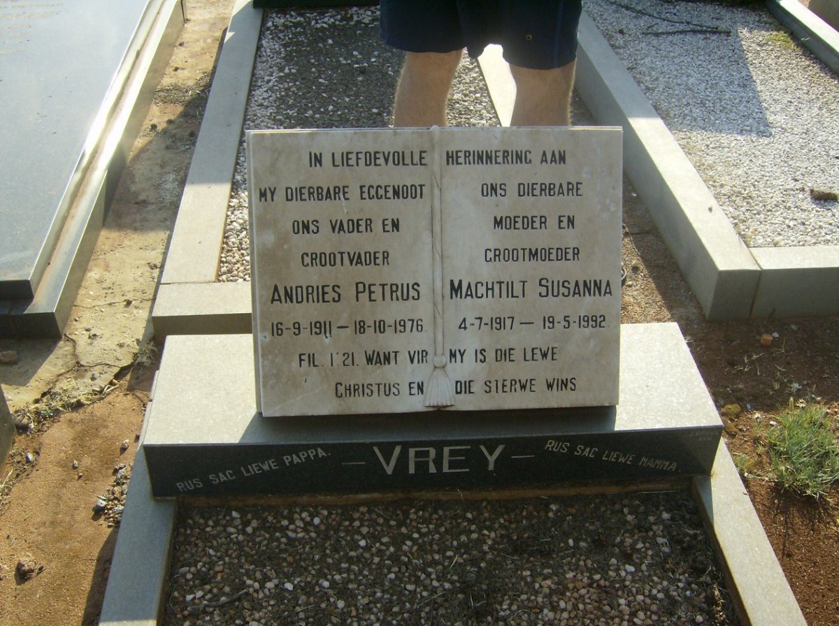 VREY Andries Petrus 1911-1976 &amp; Machtilt Susanna 1917-1992