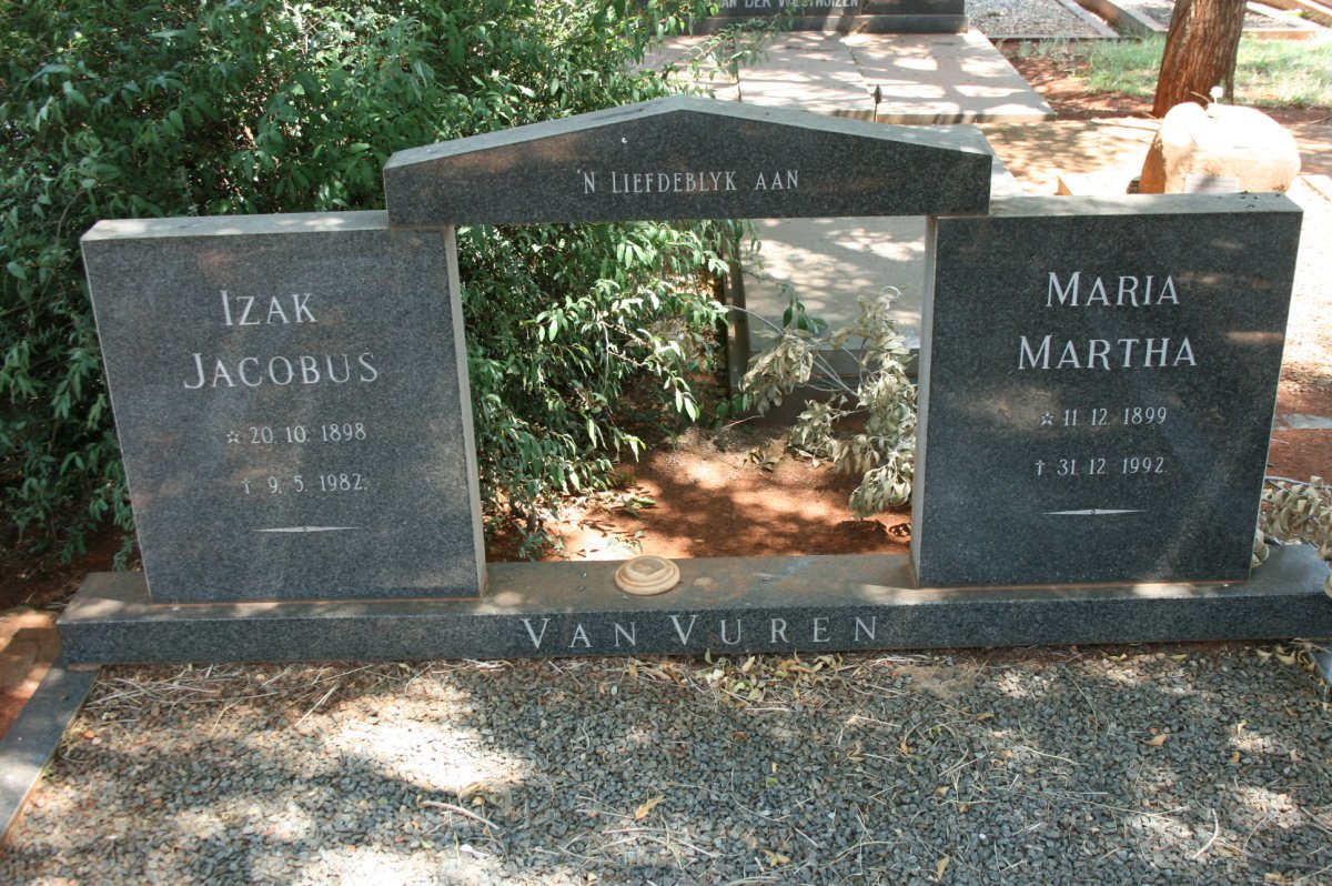 VUUREN Izak Jacobus, van 1898-1982 &amp; Maria Martha 1899-1992