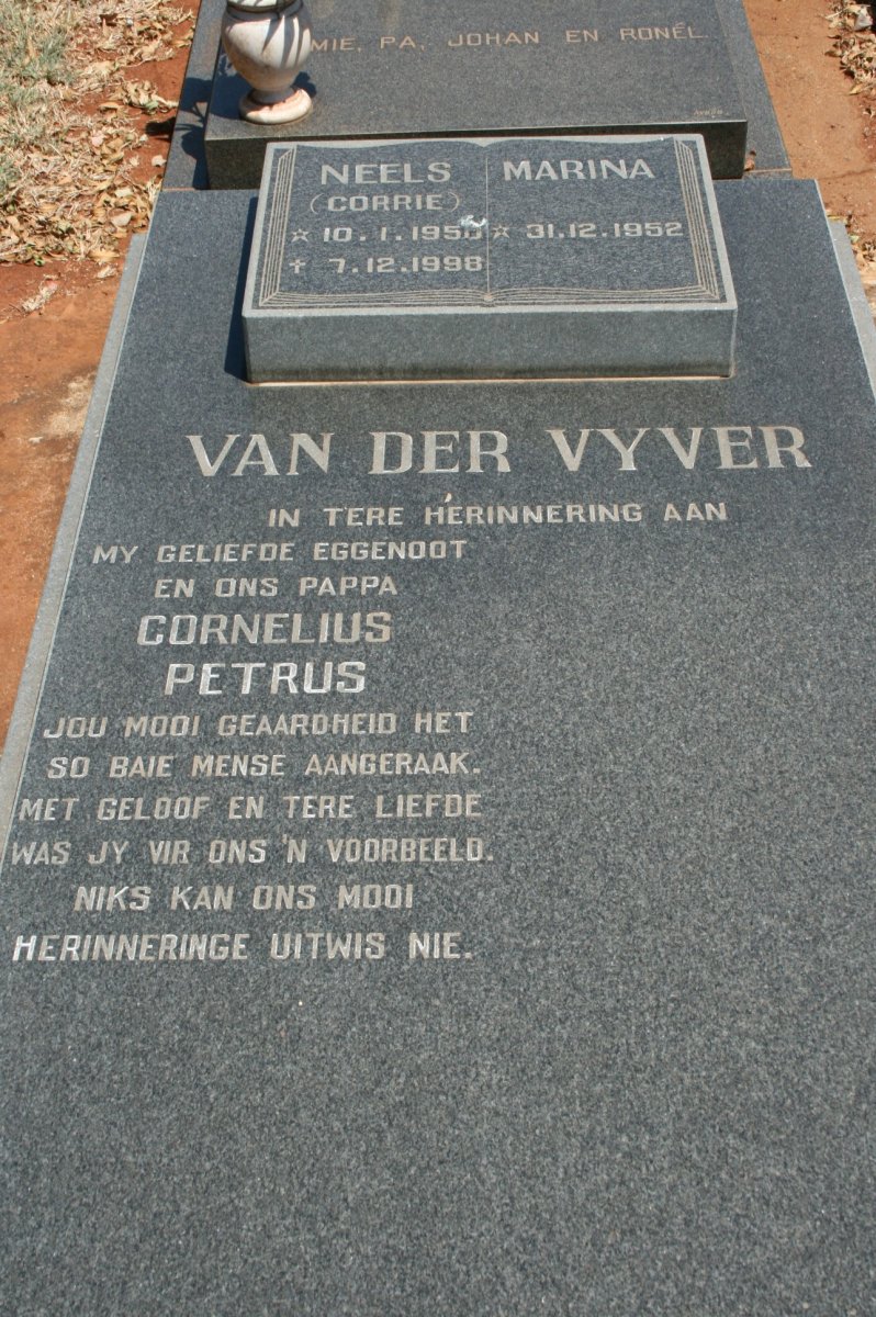 VYVER Cornelius Petrus, van der 1950-1998 &amp; Marina 1952-