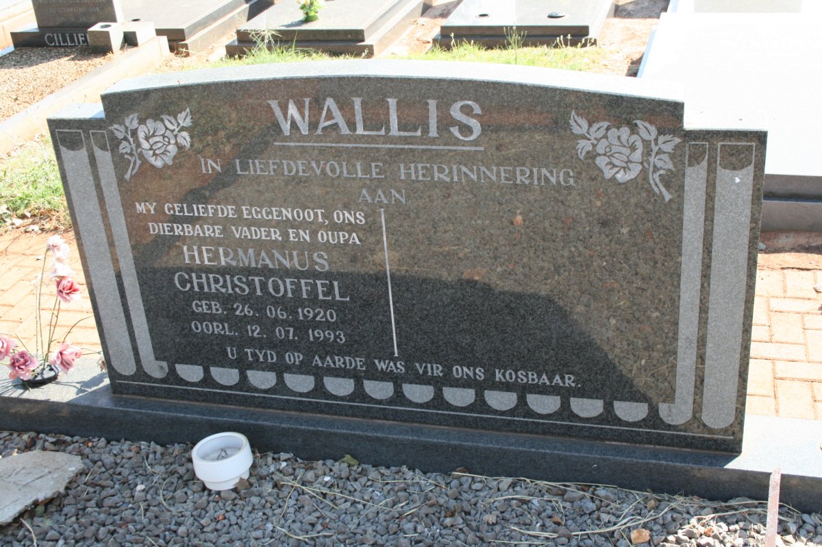 WALLIS Hermanus Christoffel 1920-1993