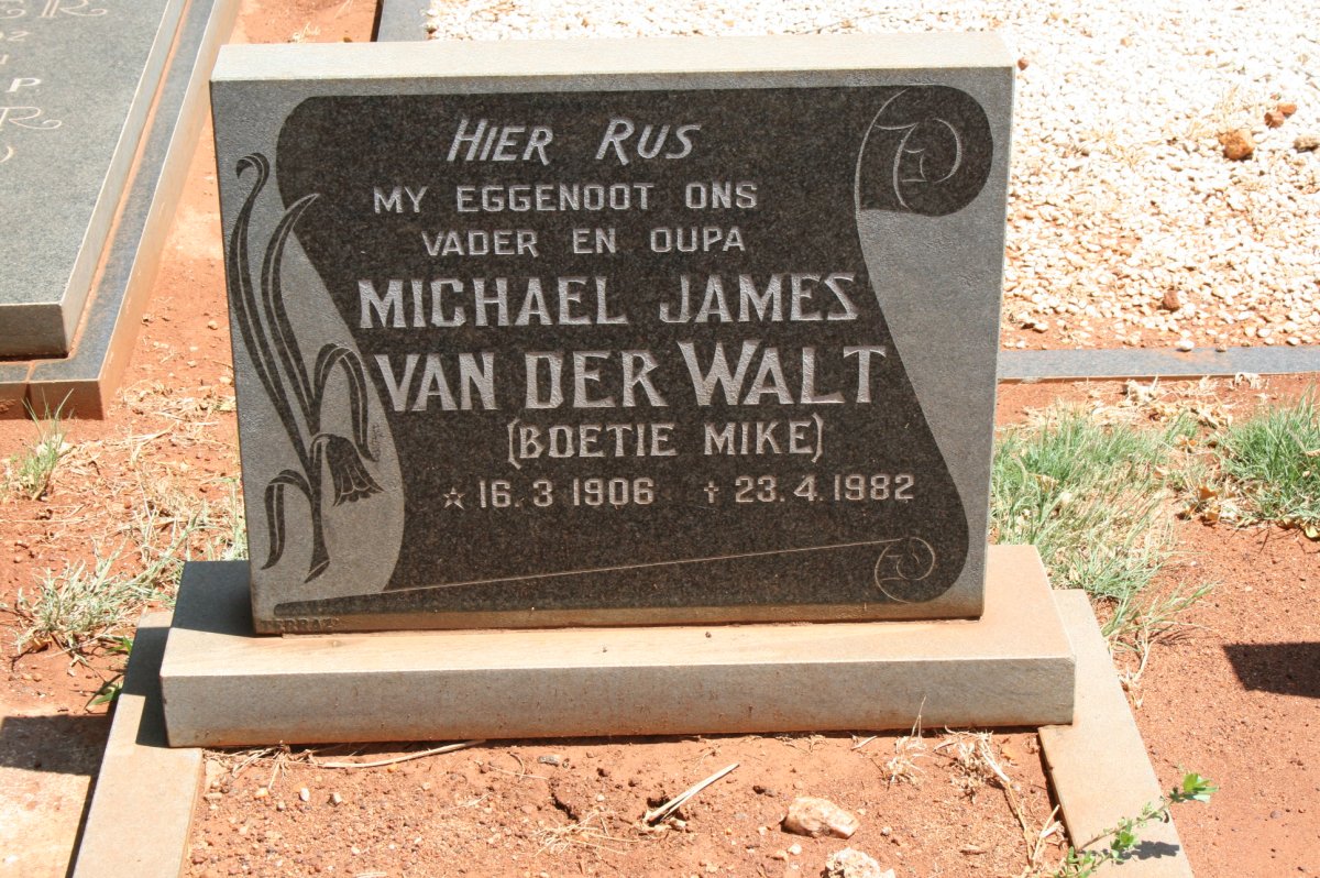 WALT Michael James, van der 1906-1982