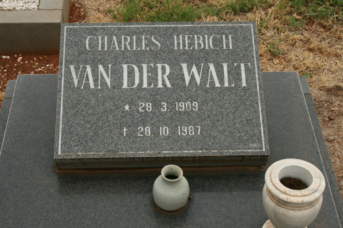 WALT Charles Hebich, van der 1909-1987