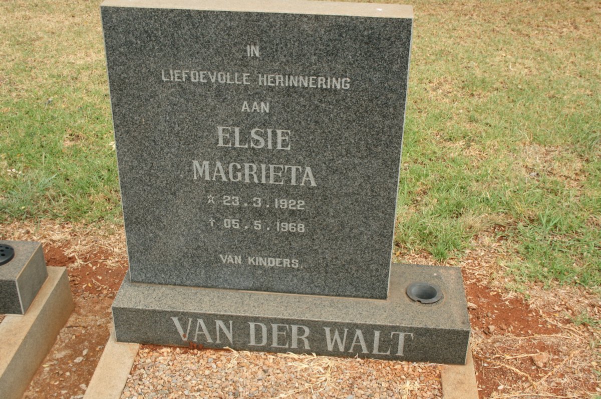 WALT Elsie Magrieta, van der 1922-1968