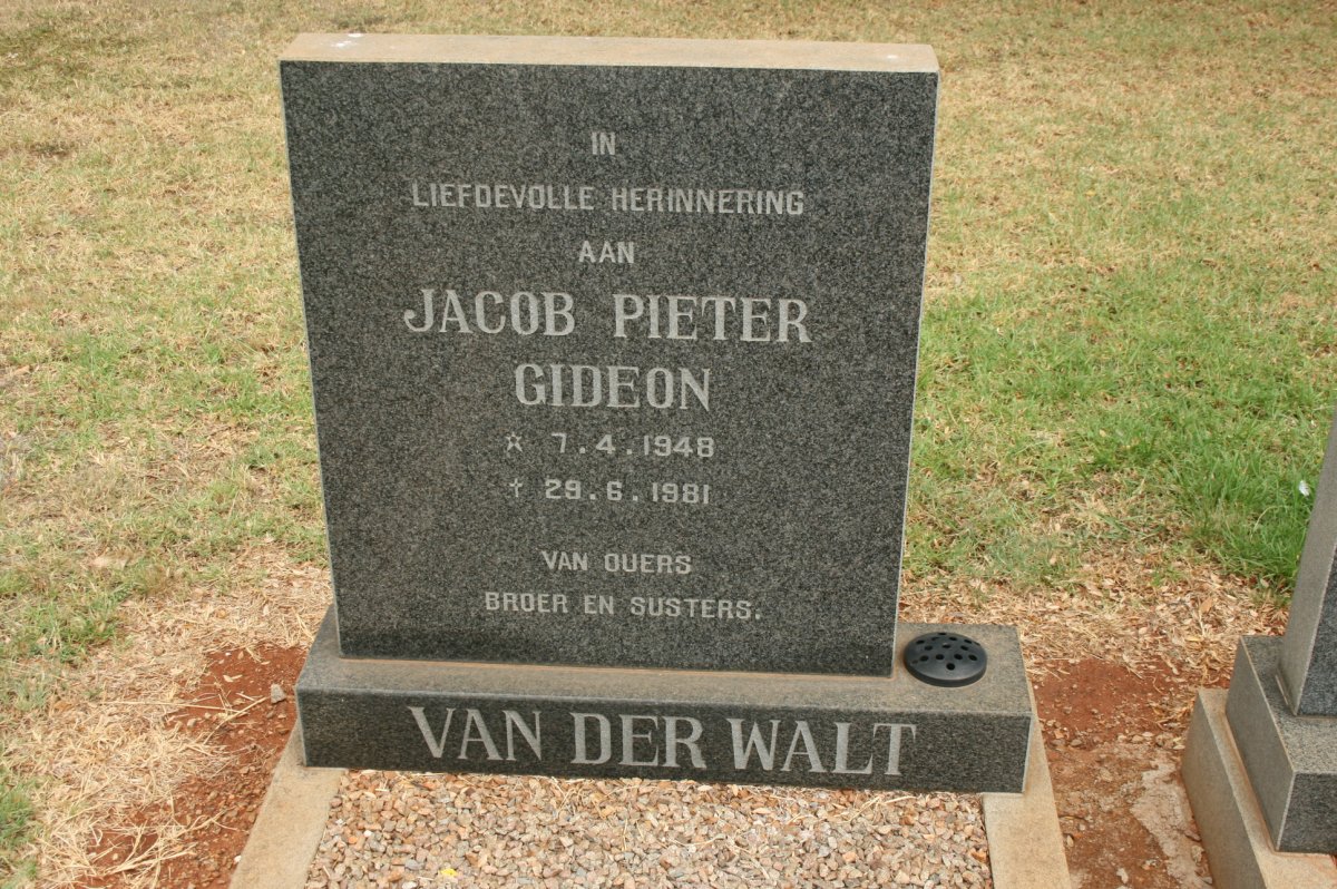WALT Jacob Pieter Gideon, van der 1948-1981