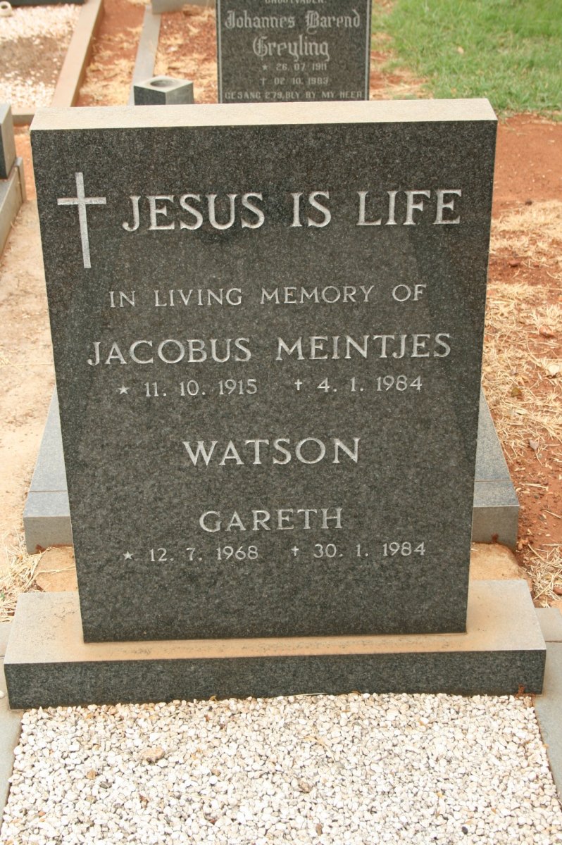 WATSON Jacobus Meintjes 1915-1984 :: WATSON Gareth 1968-1984