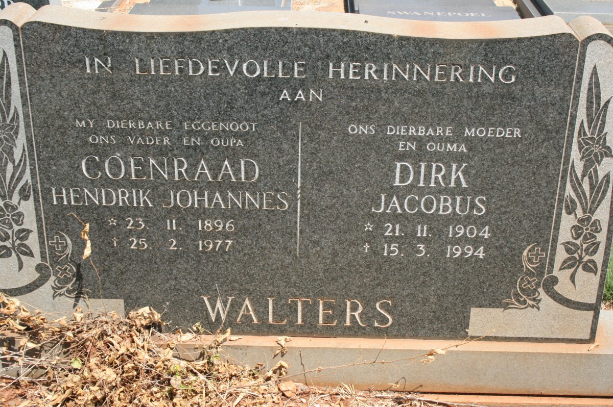 WALTERS Coenraad Hendrik Johannes 1896-1977 &amp; Dirk Jacobus 1904-1994