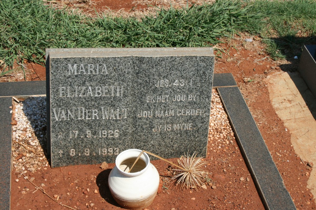 WALT Maria Elizabeth, van der 1926-1993
