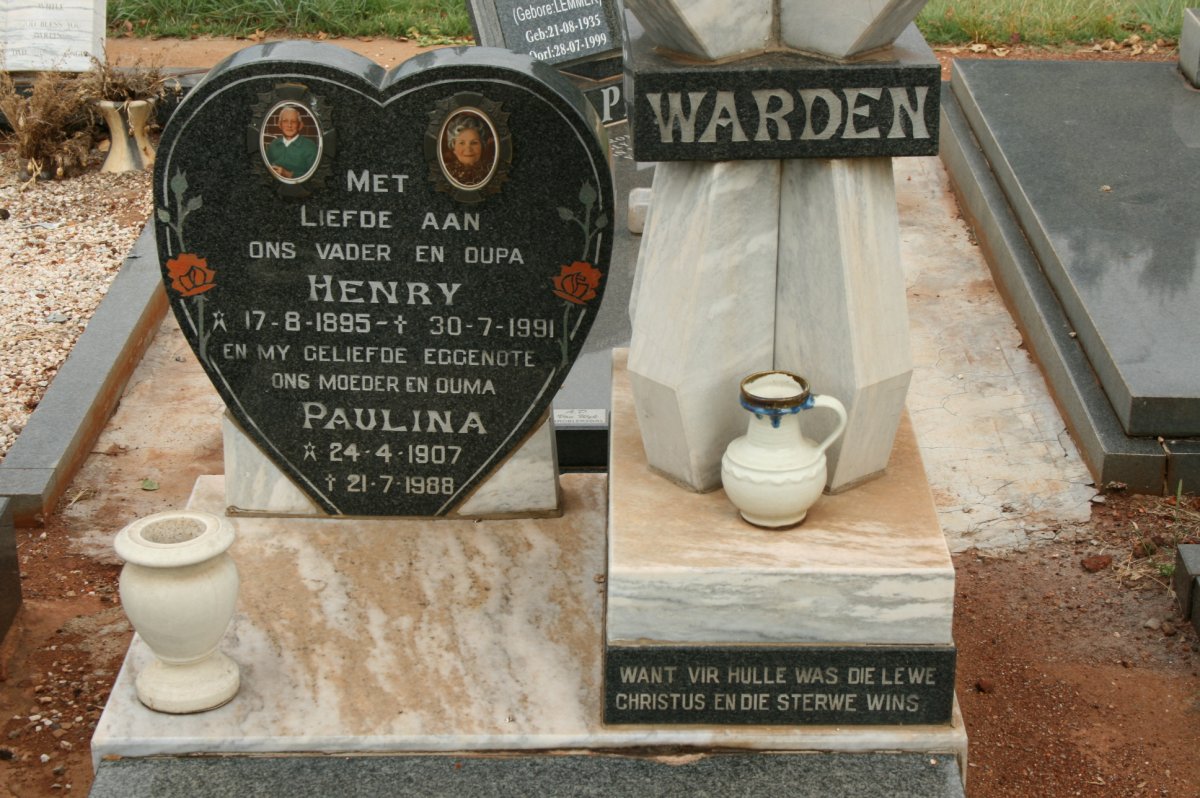 WARDEN Henry 1895-1991 &amp; Paulina 1907-1988