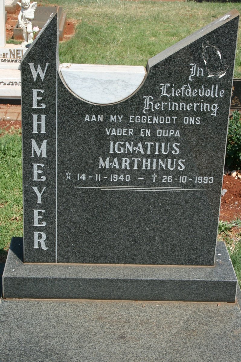 WEHMEYER Ignatius Marthinus 1940-1993