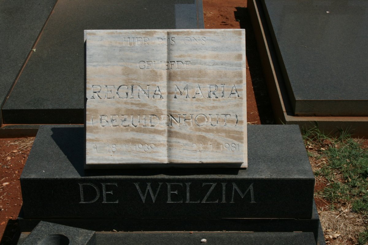 WELZIM Regina Maria, de nee BEZUIDENHOUT 1939-1981