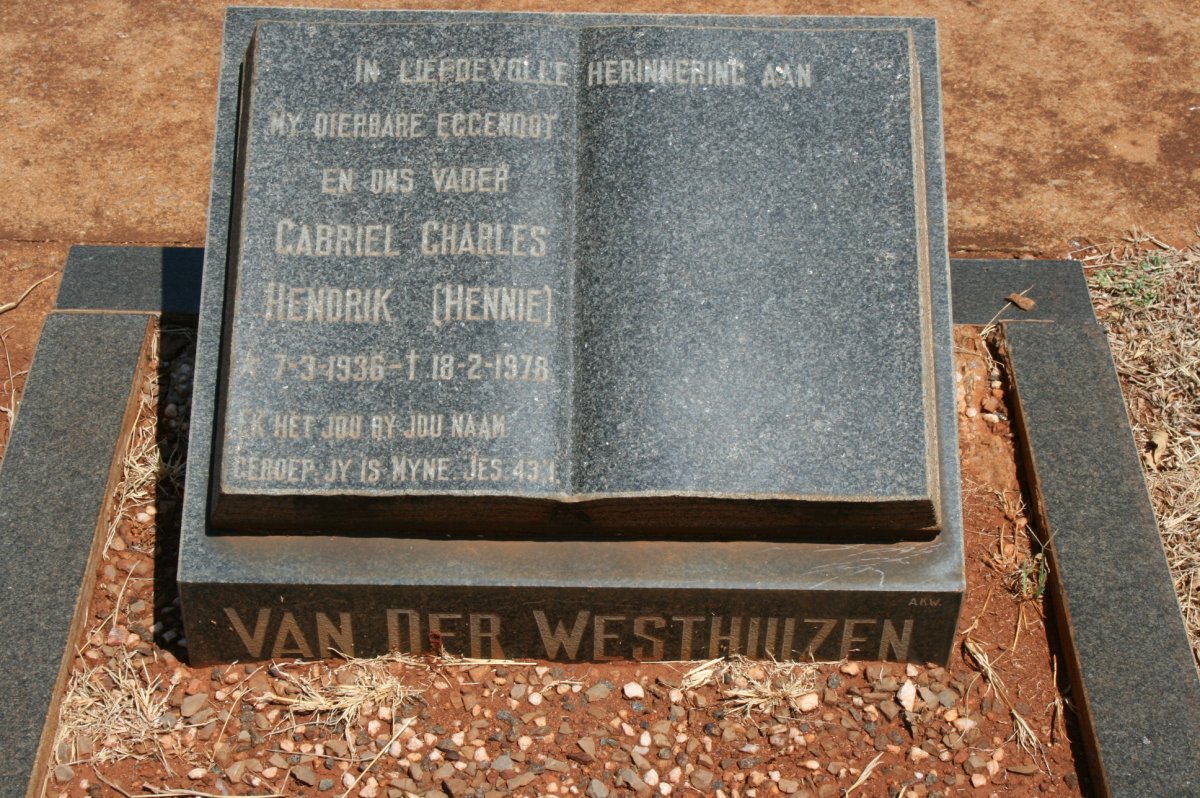 WESTHUIZEN Gabriel Charles Hendrik, van der 1936-1978