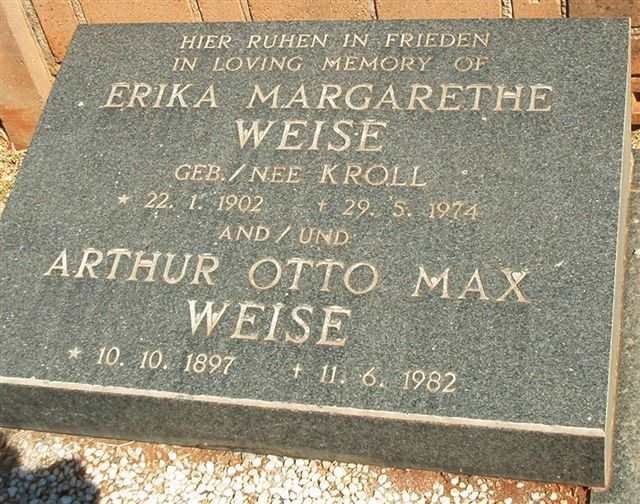 WEISE Arthur Otto Max 1897-1982 &amp; Erika Margarethe KROLL 1902-1974