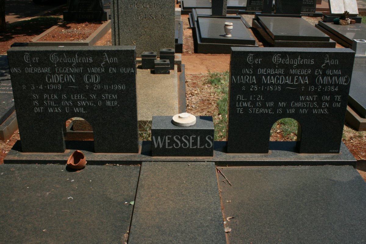 WESSELS Gideon 1909-1980 &amp; Maria Magdalena 1898-1984