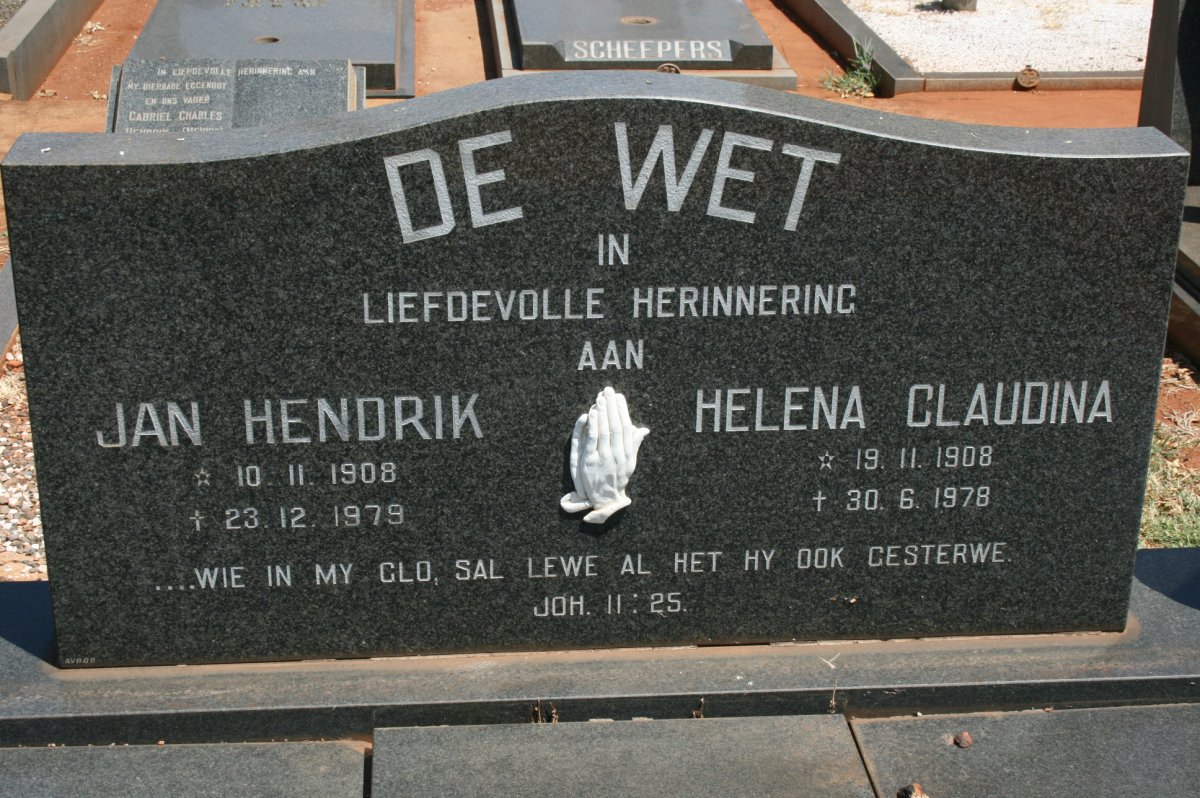 WET Jan Hendrik, de 1908-1979 &amp; Helena Claudina 1908-1978