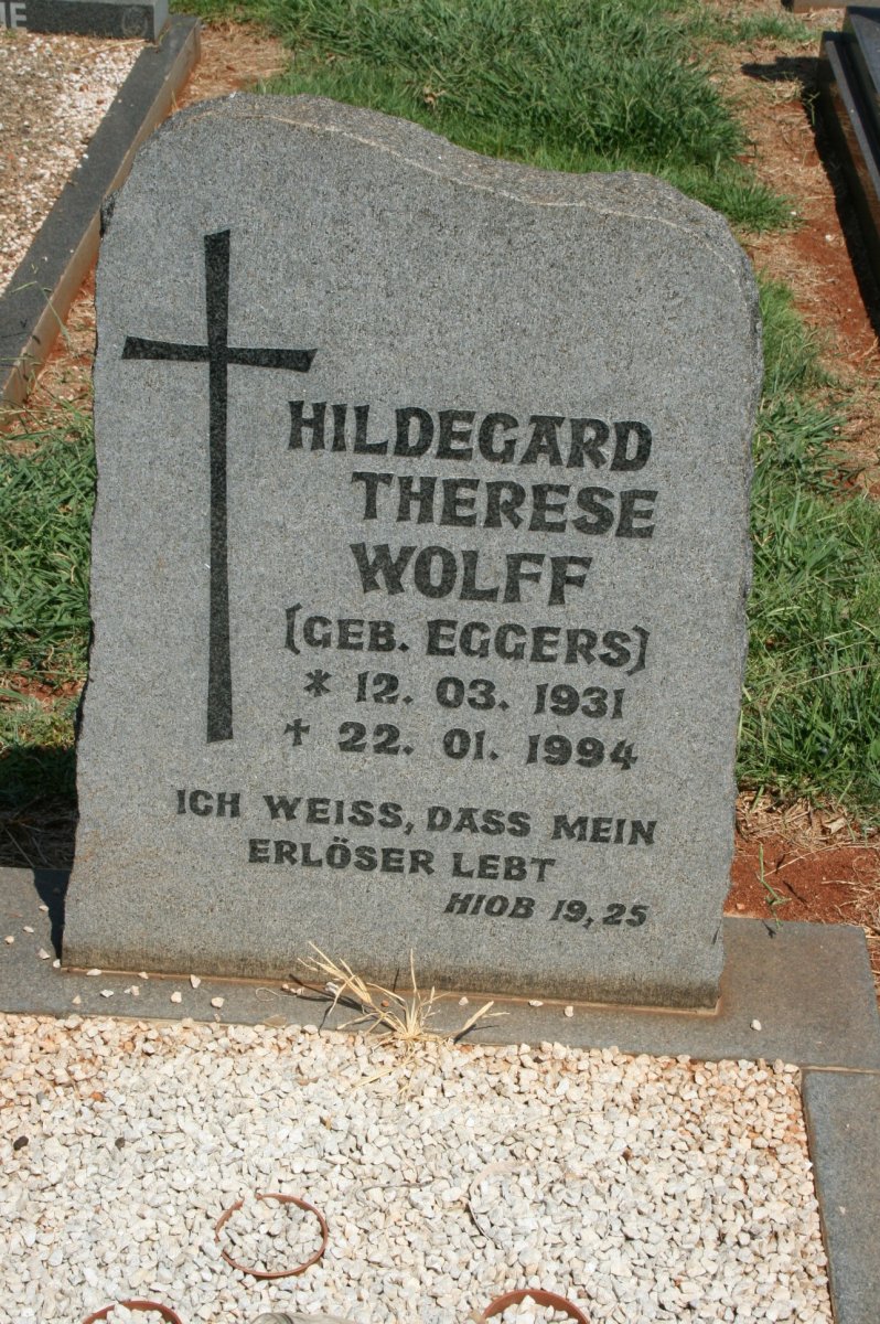 WOLFF Hildegard Therese nee EGGERS 1931-1994