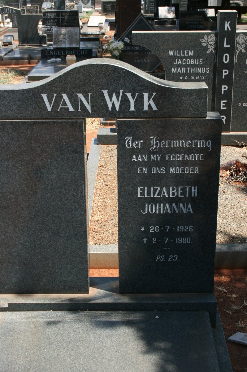 WYK Elizabeth Johanna, van 1926-1980