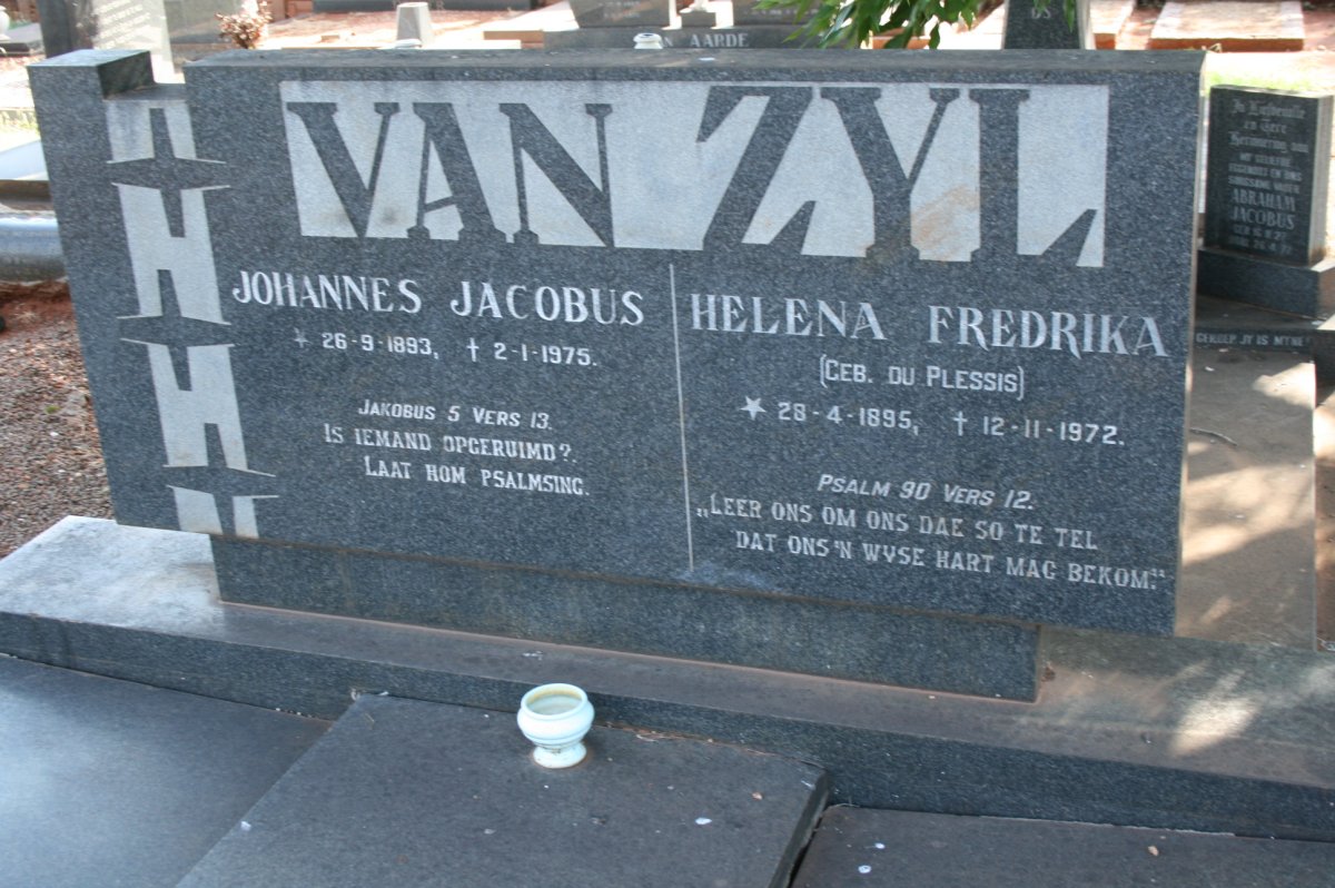 ZYL Johannes Jacobus, van 1893-1975 &amp; Helena Fredrika DU PLESSIS 1895-1972