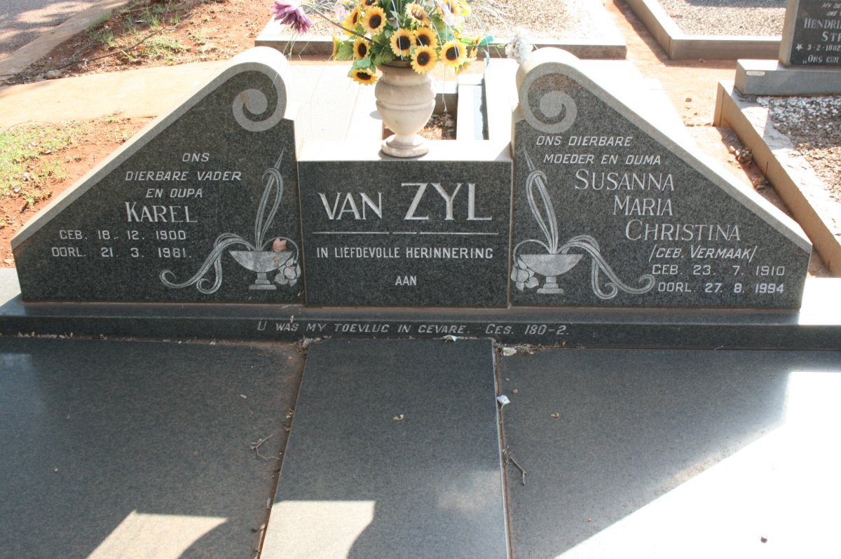 ZYL Karel, van 1900-1981 &amp; Susanna Maria Christina VERMAAK 1910-1994