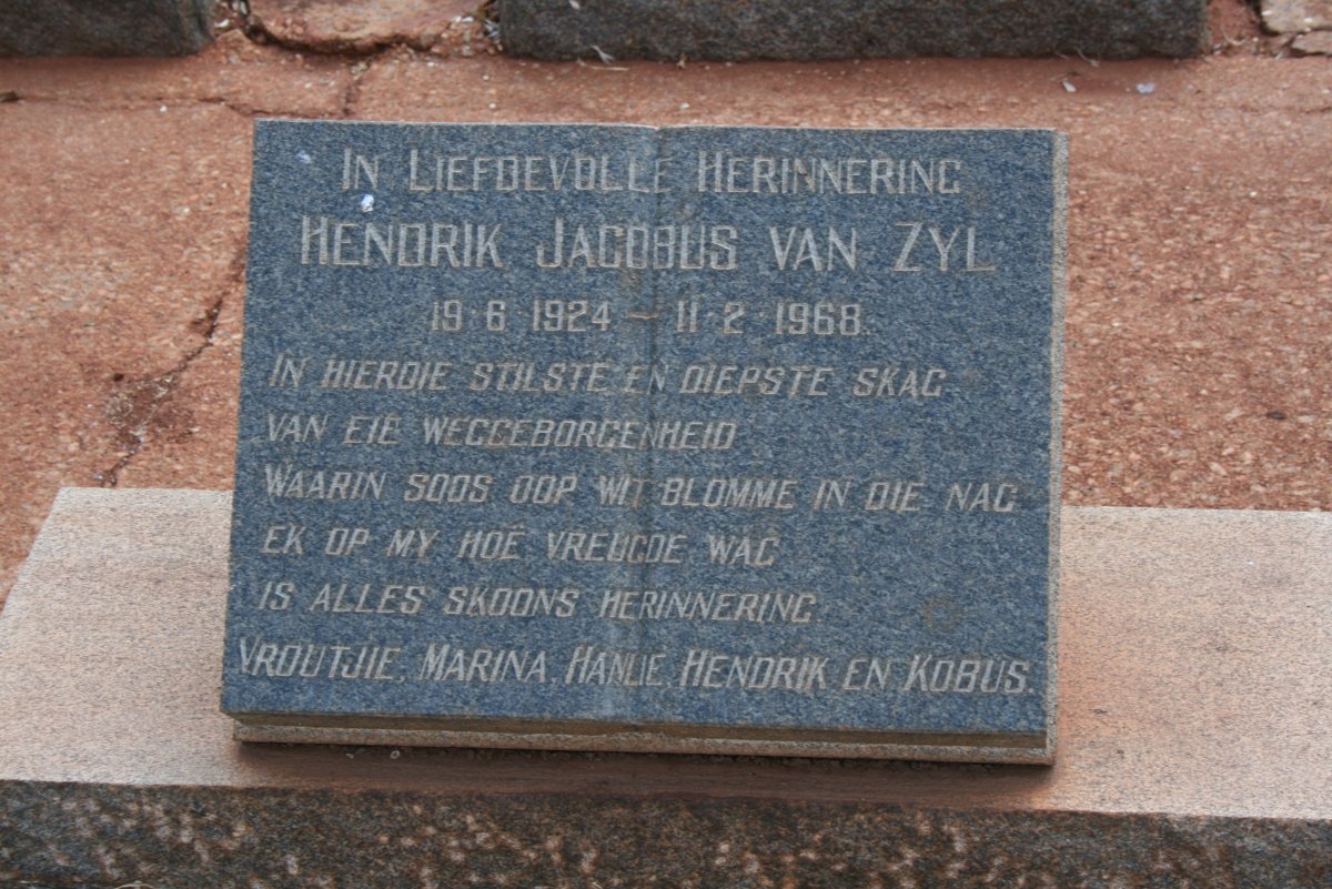ZYL Hendrik Jacobus, van 1924-1968