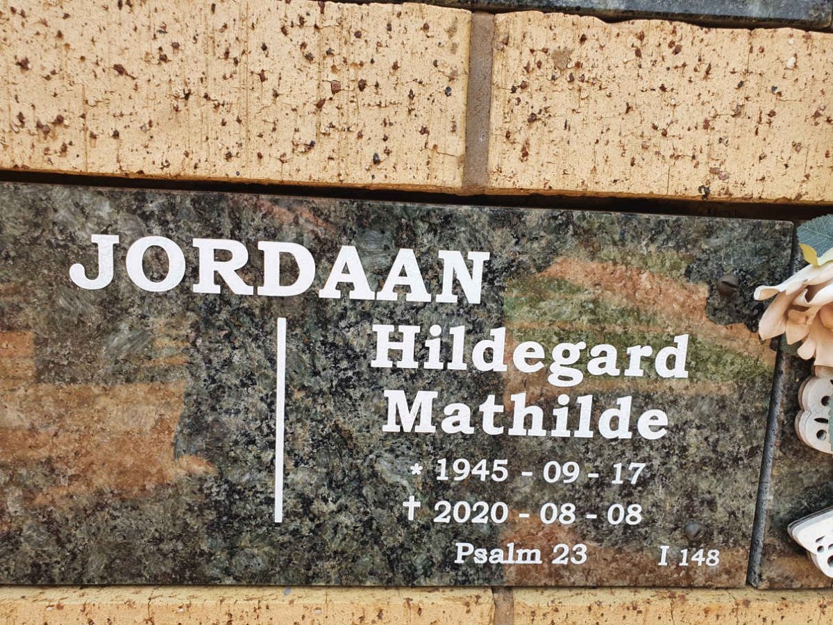 JORDAAN Hildegard Mathilde 1945-2020