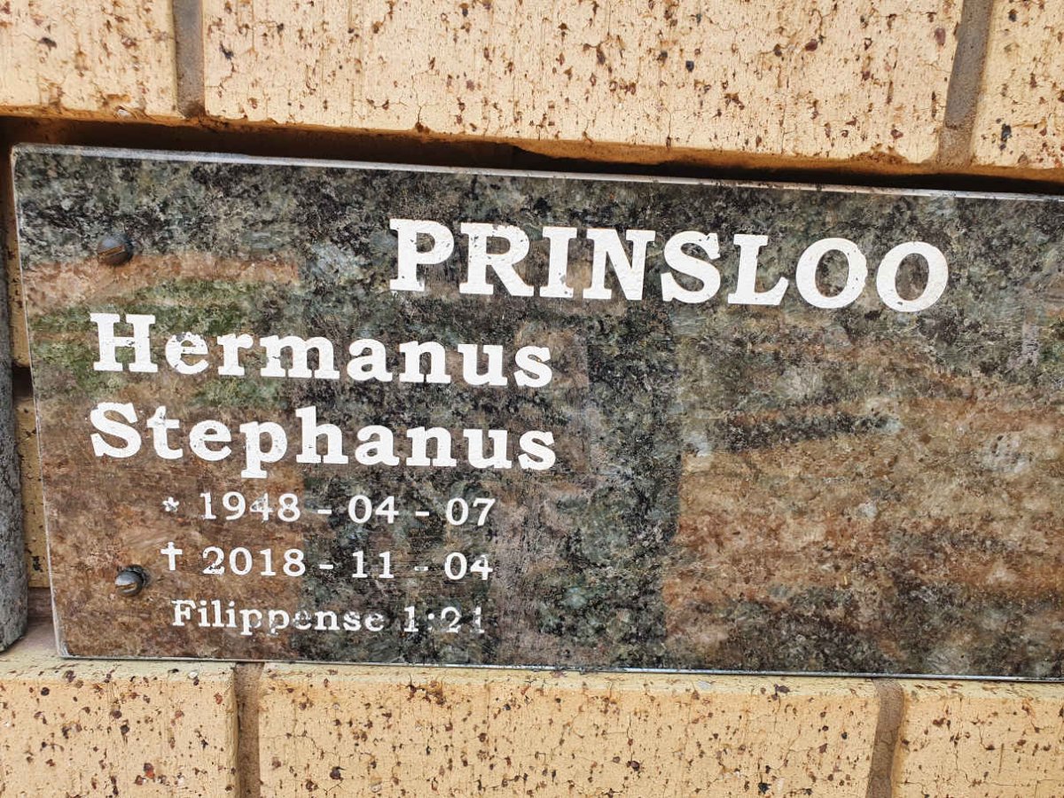 PRINSLOO Hermanus Stephanus 1948-2018