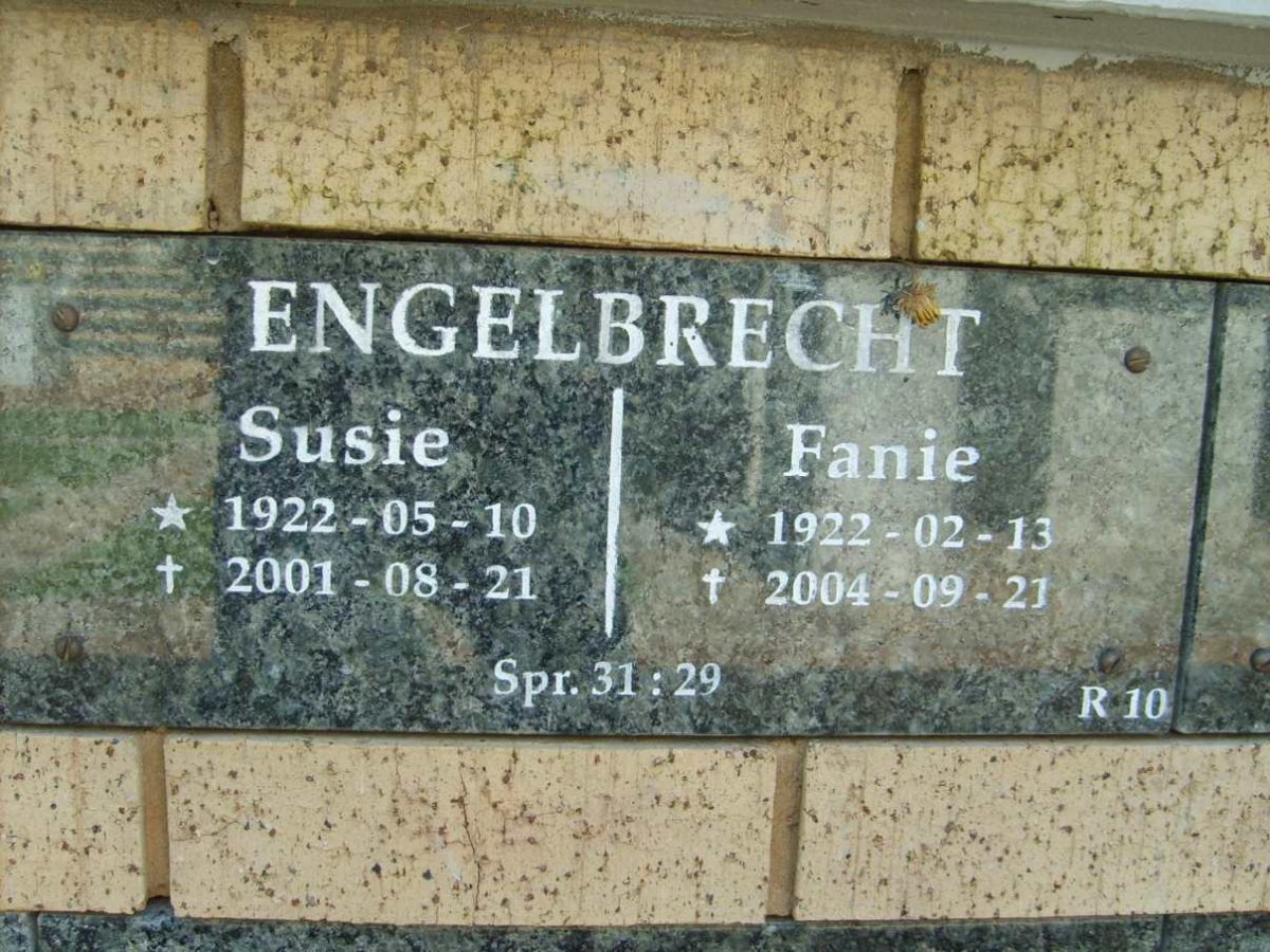 ENGELBRECHT Fanie 1922-2004 &amp; Susie 1922-2001