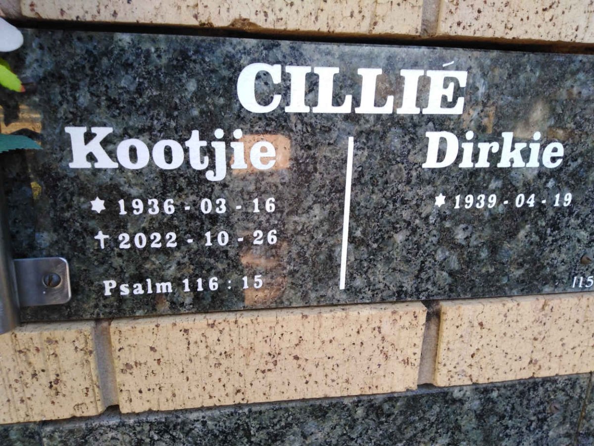 CILLIE Kootjie 1936-2022 &amp; Dirkie 1939-