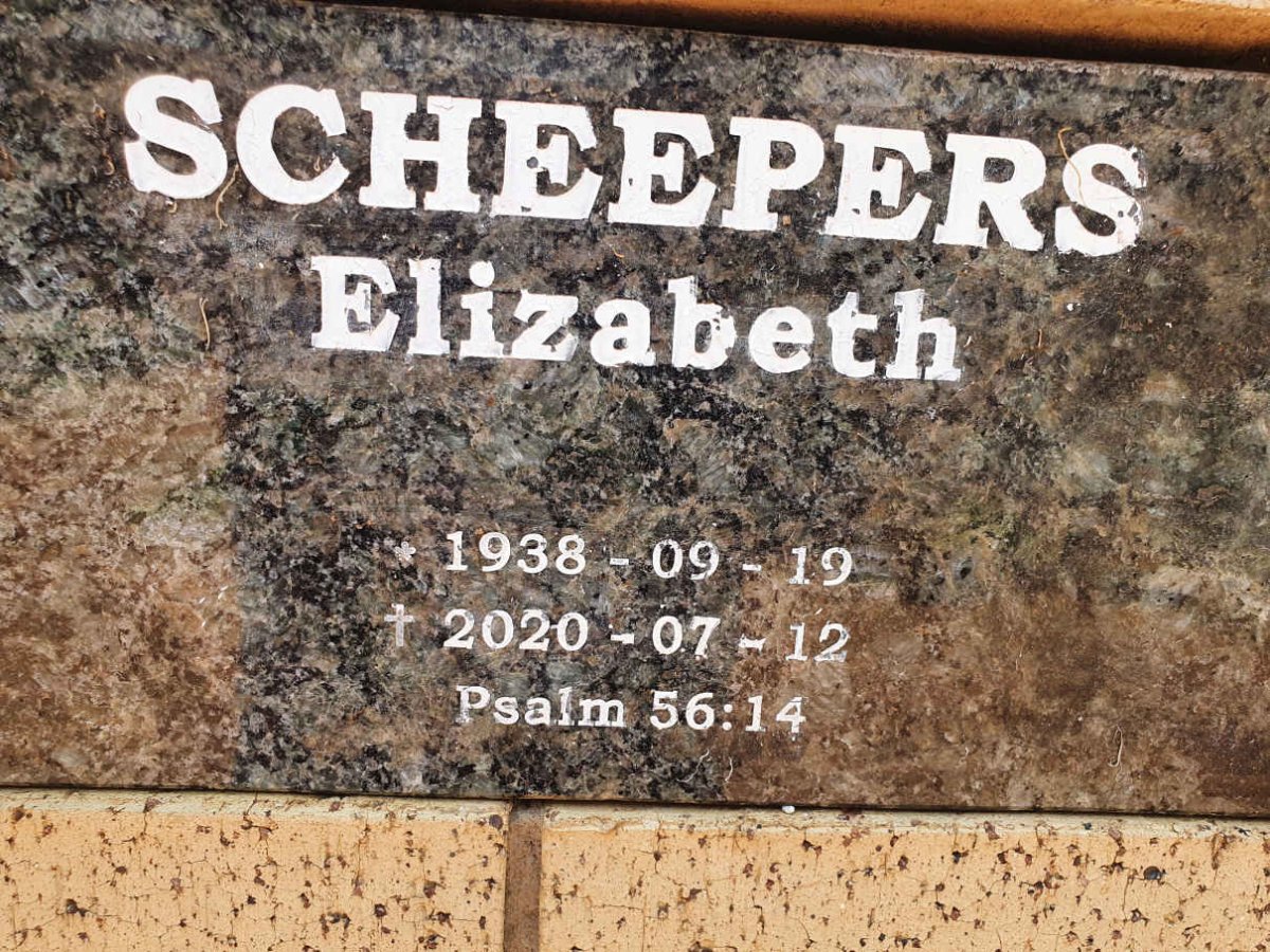 SCHEEPERS Elizabeth 1938-2020