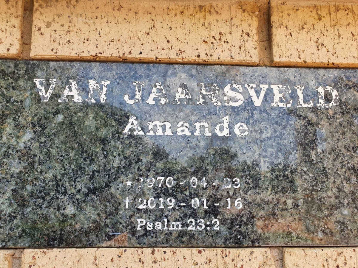 JAARSVELD Amande, van 1970-2019