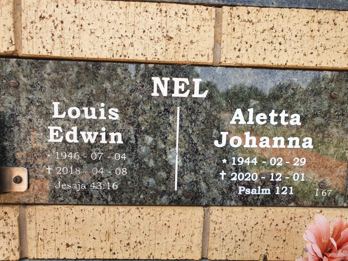 NEL Louis Edwin 1946-2018 &amp; Aletta Johanna 1944-2020