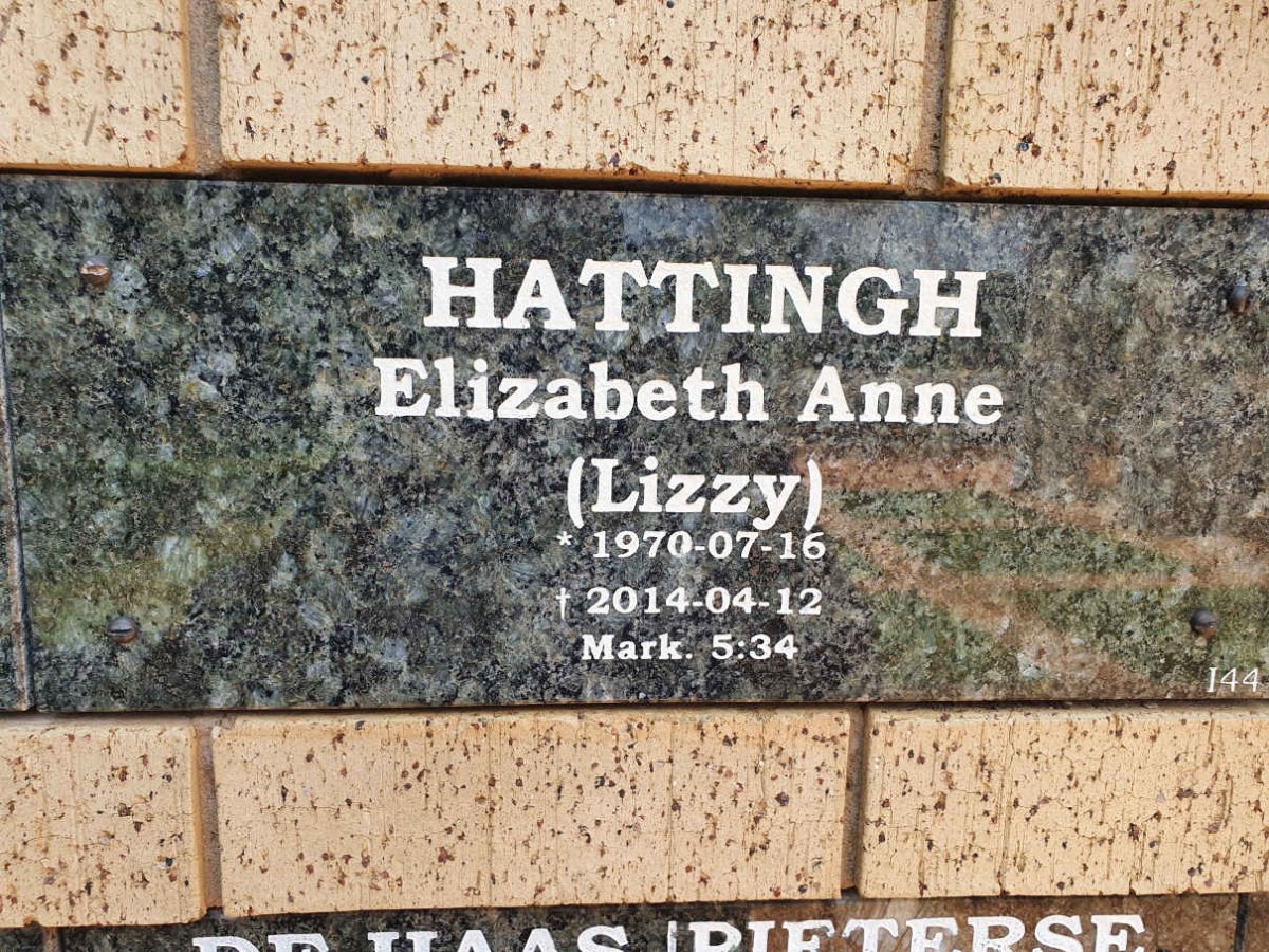HATTINGH Elizabeth Anne 1970-2014