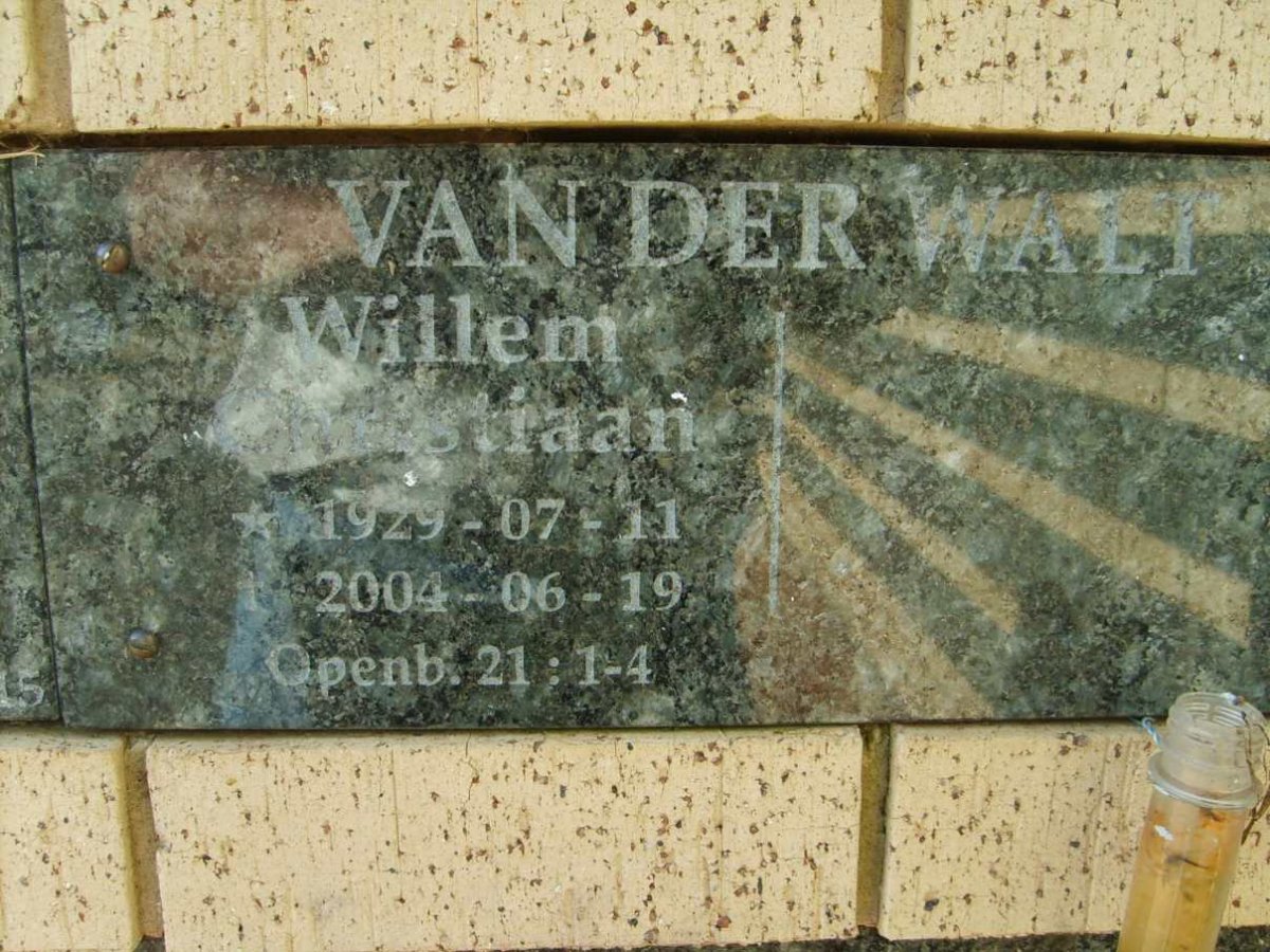 WALT Willem Christiaan, van der 1929-2004