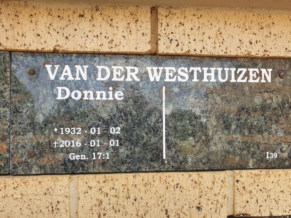 WESTHUIZEN Donnie, van der 1932-2016