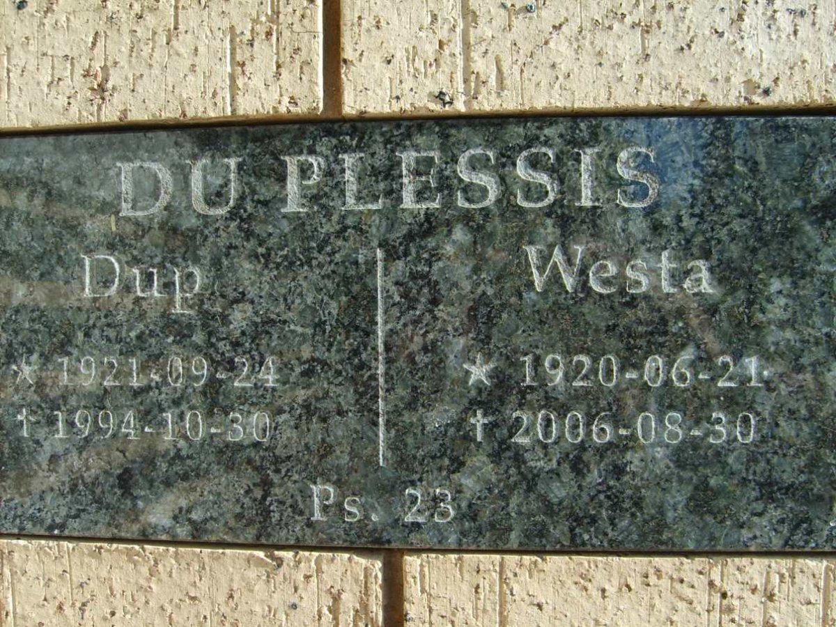 PLESSIS Dup, du 1921-1994 &amp; Westa 1920-2006