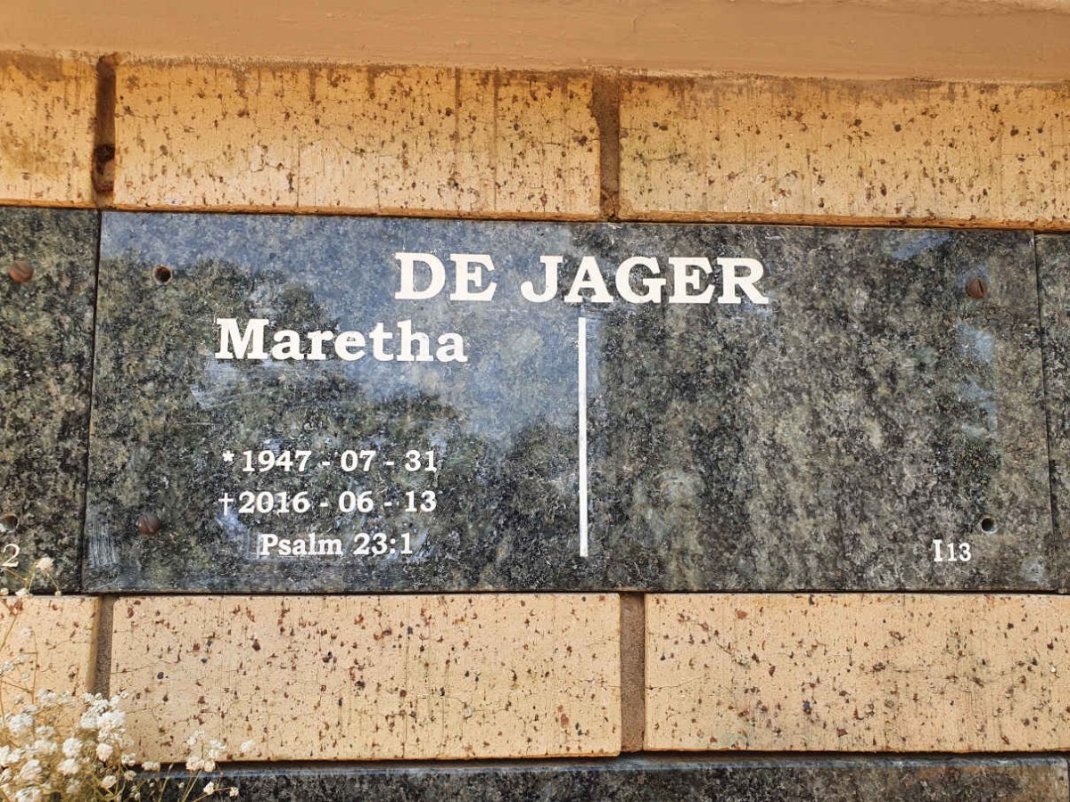 JAGER Maretha, de 1947-2016