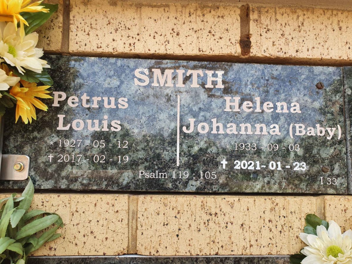 SMITH Petrus Louis 1927-2017 &amp; Helena Johanna 1933-2021